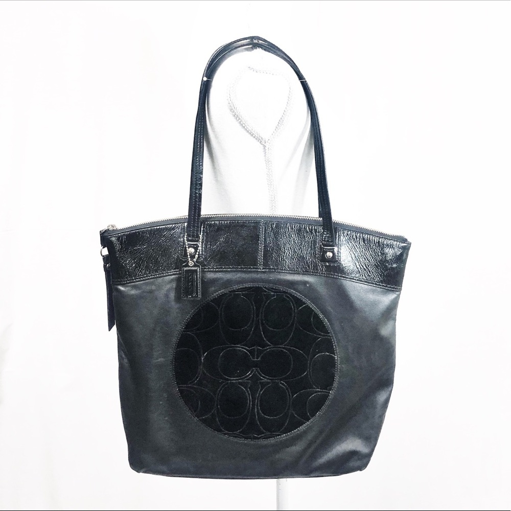 Coach Laura Leather and Patent Black Tote